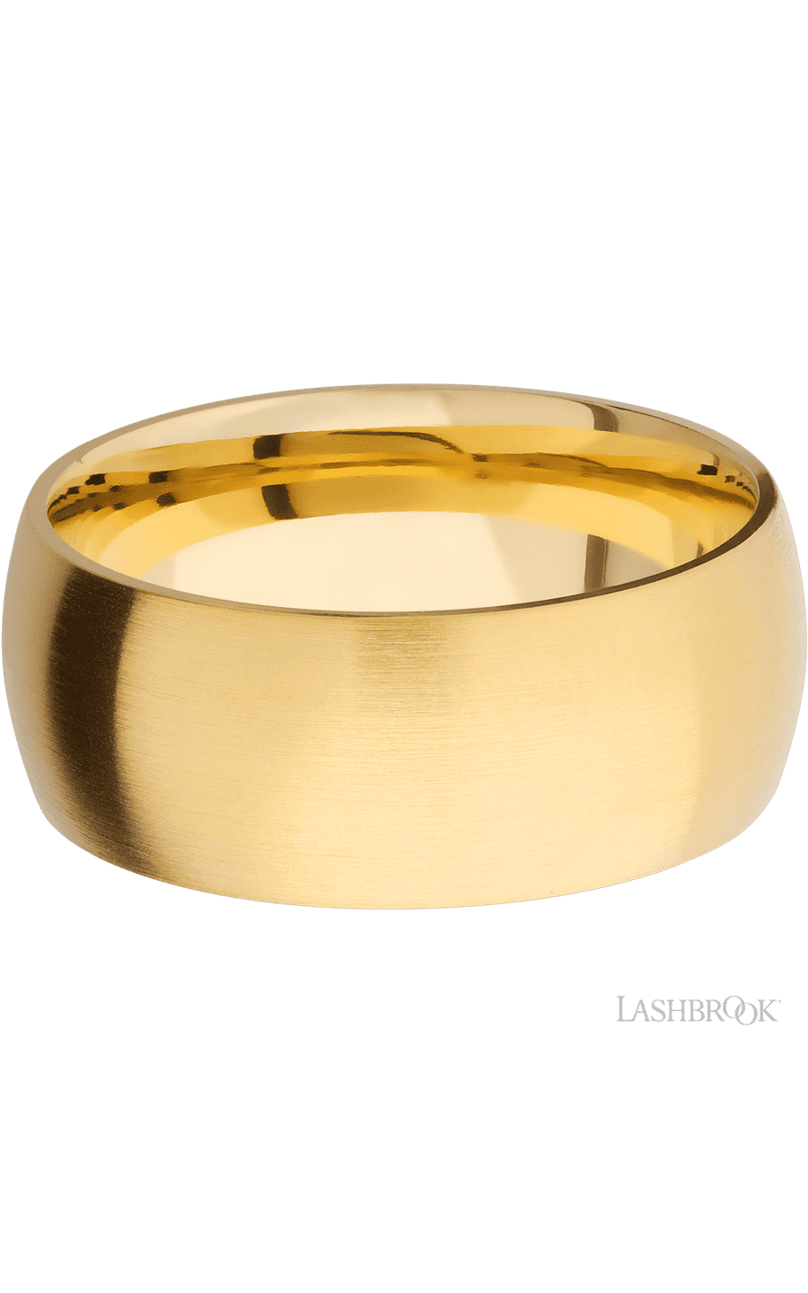 9 mm wide Domed 14K Yellow Gold band. - NAGI
