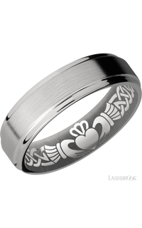 6 mm wide Flat Grooved Edges Titanium band. - NAGI