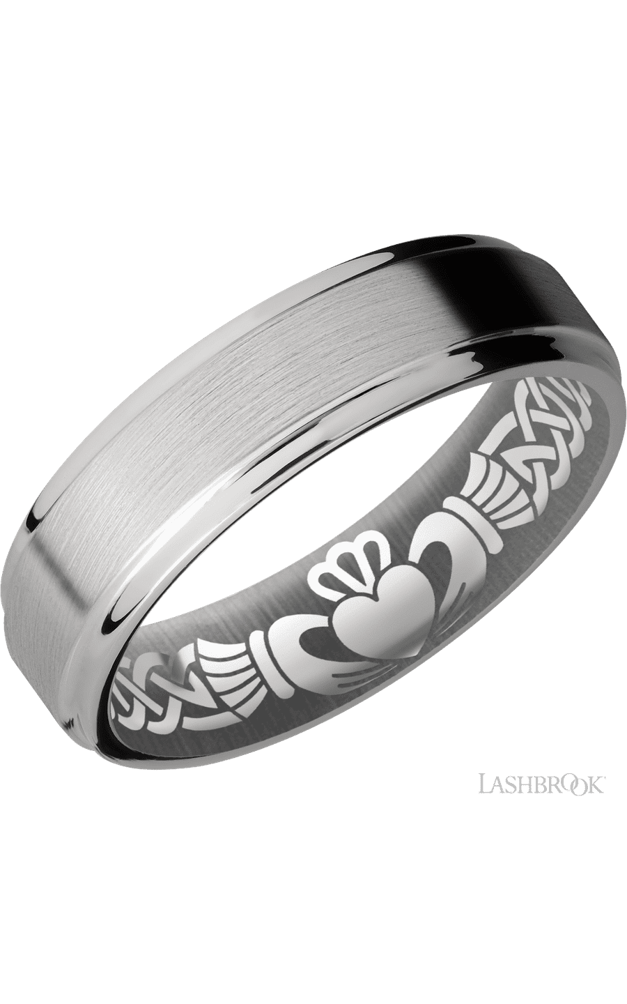 6 mm wide Flat Grooved Edges Titanium band. - NAGI