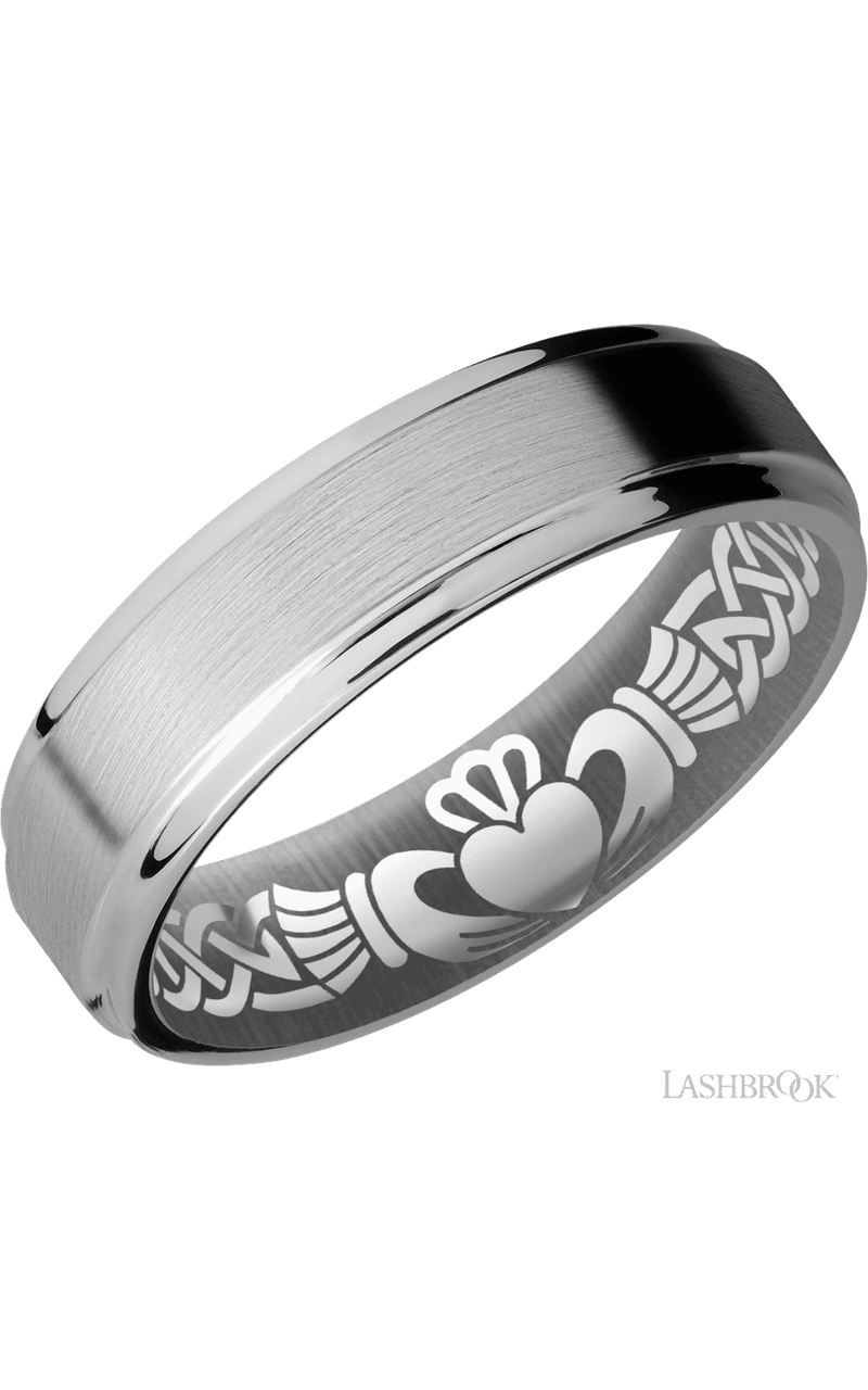6 mm wide Flat Grooved Edges Titanium band. - NAGI