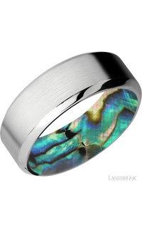 8 mm wide High Bevel Cobalt Chrome band featuring a Abalone sleeve. - NAGI