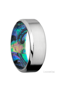 8 mm wide High Bevel Cobalt Chrome band featuring a Abalone sleeve. - NAGI