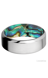 8 mm wide High Bevel Cobalt Chrome band featuring a Abalone sleeve. - NAGI
