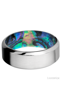 8 mm wide High Bevel Cobalt Chrome band featuring a Abalone sleeve. - NAGI