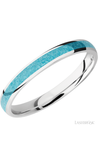 3 mm wide/Domed/Cobalt Chrome band with one 2 mm Centered inlay of Turquoise. - NAGI