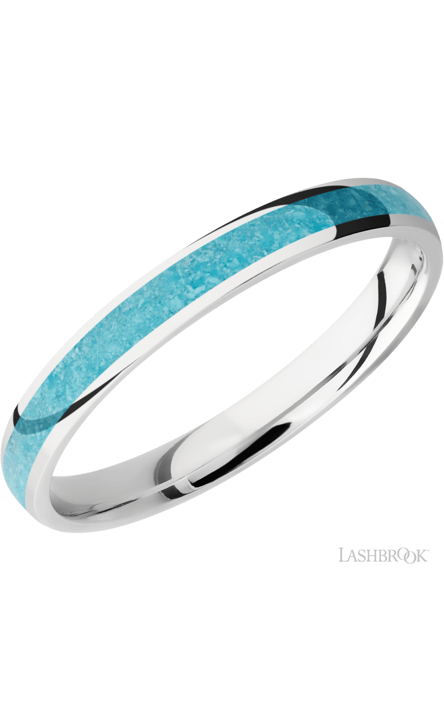 3 mm wide/Domed/Cobalt Chrome band with one 2 mm Centered inlay of Turquoise. - NAGI
