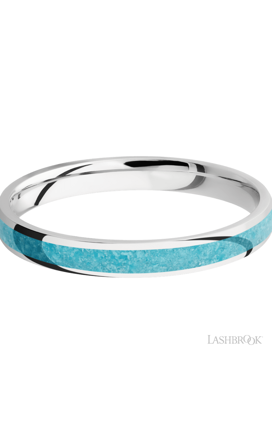 3 mm wide/Domed/Cobalt Chrome band with one 2 mm Centered inlay of Turquoise. - NAGI