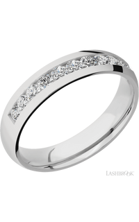 5 mm wide/Domed/Cobalt Chrome band with a Half Eternity arrangement of .07 carat Round Diamond stones in a Channel setting. - NAGI