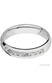 5 mm wide/Domed/Cobalt Chrome band with a Half Eternity arrangement of .07 carat Round Diamond stones in a Channel setting. - NAGI