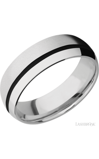 7 mm wide/Domed/Cobalt Chrome band with one 1 mm Off Center inlay of Black. - NAGI