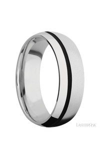 7 mm wide/Domed/Cobalt Chrome band with one 1 mm Off Center inlay of Black. - NAGI