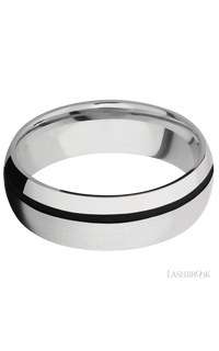 7 mm wide/Domed/Cobalt Chrome band with one 1 mm Off Center inlay of Black. - NAGI