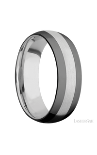 7 mm wide/Domed/Cobalt Chrome band with two 2 mm Double Off Center Edge inlays of Zirconium. - NAGI