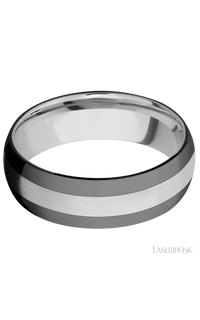 7 mm wide/Domed/Cobalt Chrome band with two 2 mm Double Off Center Edge inlays of Zirconium. - NAGI
