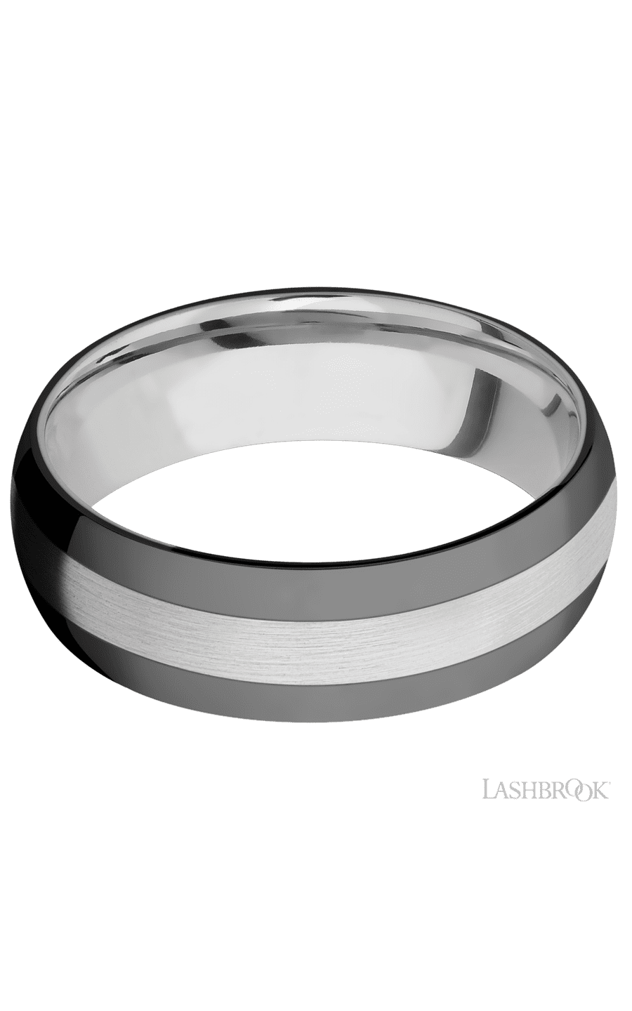 7 mm wide/Domed/Cobalt Chrome band with two 2 mm Double Off Center Edge inlays of Zirconium. - NAGI