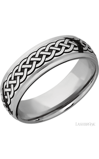 7 mm wide/Domed Stepped Down Edges/Cobalt Chrome band with a laser carved Celtic 9 pattern. - NAGI