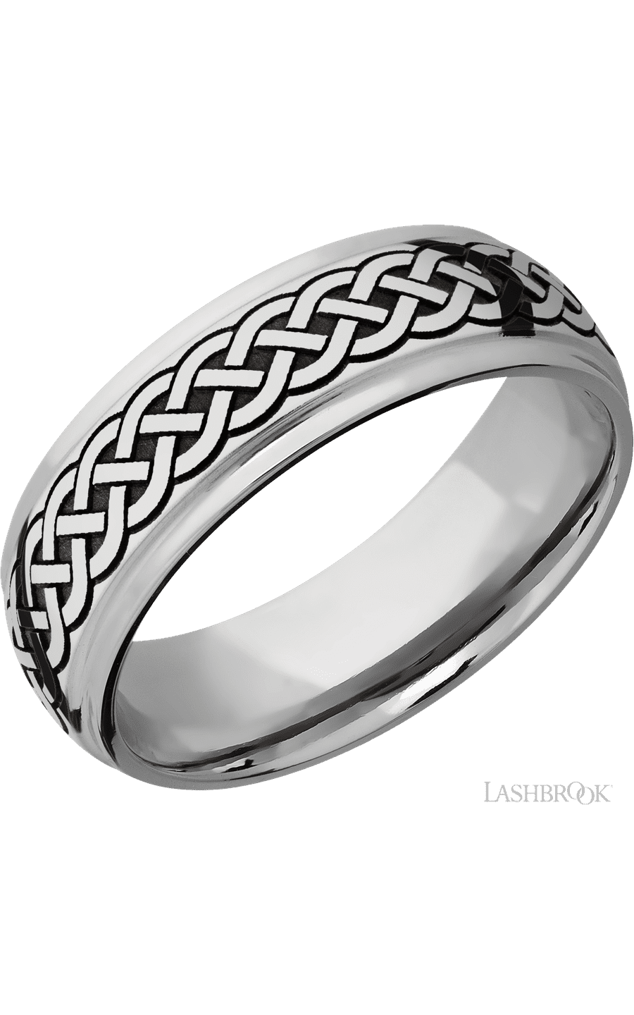 7 mm wide/Domed Stepped Down Edges/Cobalt Chrome band with a laser carved Celtic 9 pattern. - NAGI