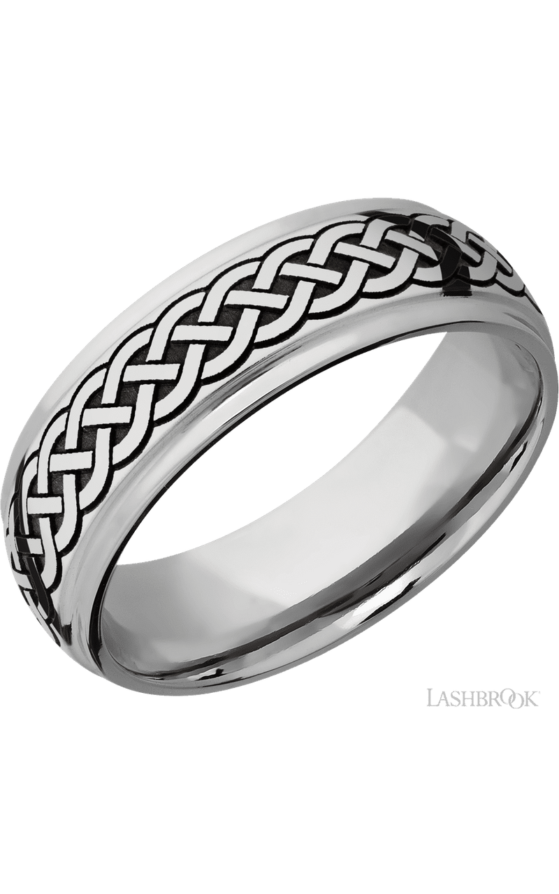 7 mm wide/Domed Stepped Down Edges/Cobalt Chrome band with a laser carved Celtic 9 pattern. - NAGI