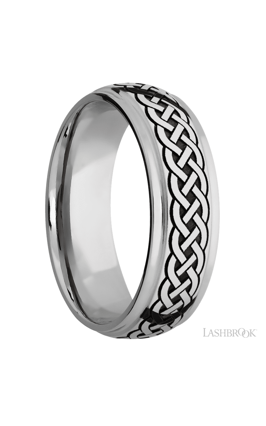 7 mm wide/Domed Stepped Down Edges/Cobalt Chrome band with a laser carved Celtic 9 pattern. - NAGI