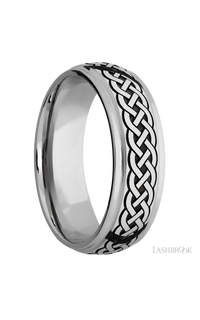 7 mm wide/Domed Stepped Down Edges/Cobalt Chrome band with a laser carved Celtic 9 pattern. - NAGI
