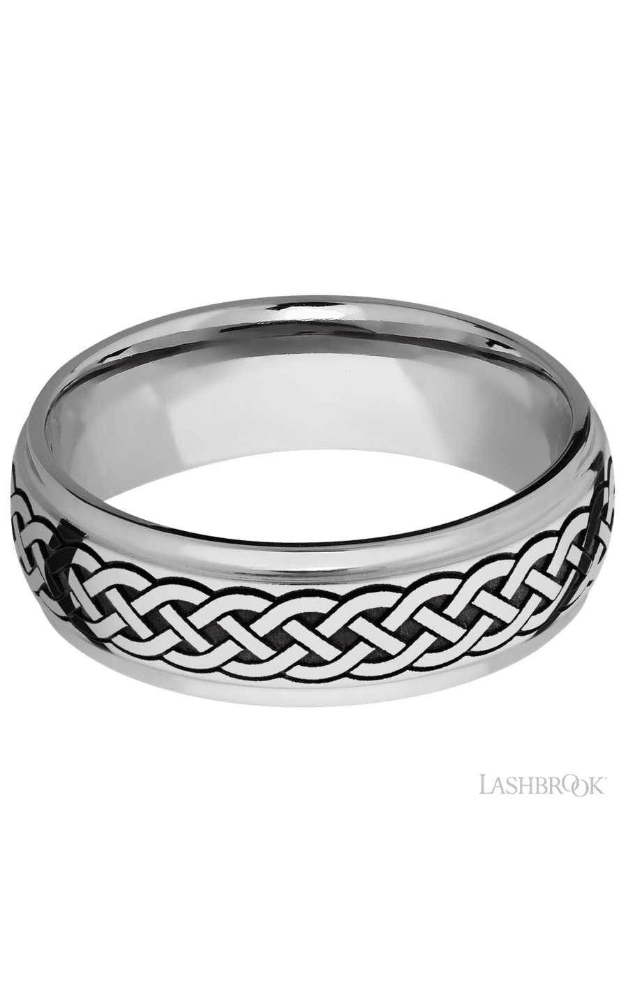 7 mm wide/Domed Stepped Down Edges/Cobalt Chrome band with a laser carved Celtic 9 pattern. - NAGI