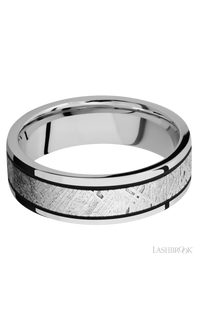 7 mm wide/Flat/Cobalt Chrome band with one 4 mm Centered inlay of Meteorite. - NAGI