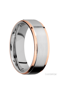 7 mm wide/Flat Grooved Edges/Cobalt Chrome band with two 1 mm Edge inlays of 14K Rose Gold. - NAGI