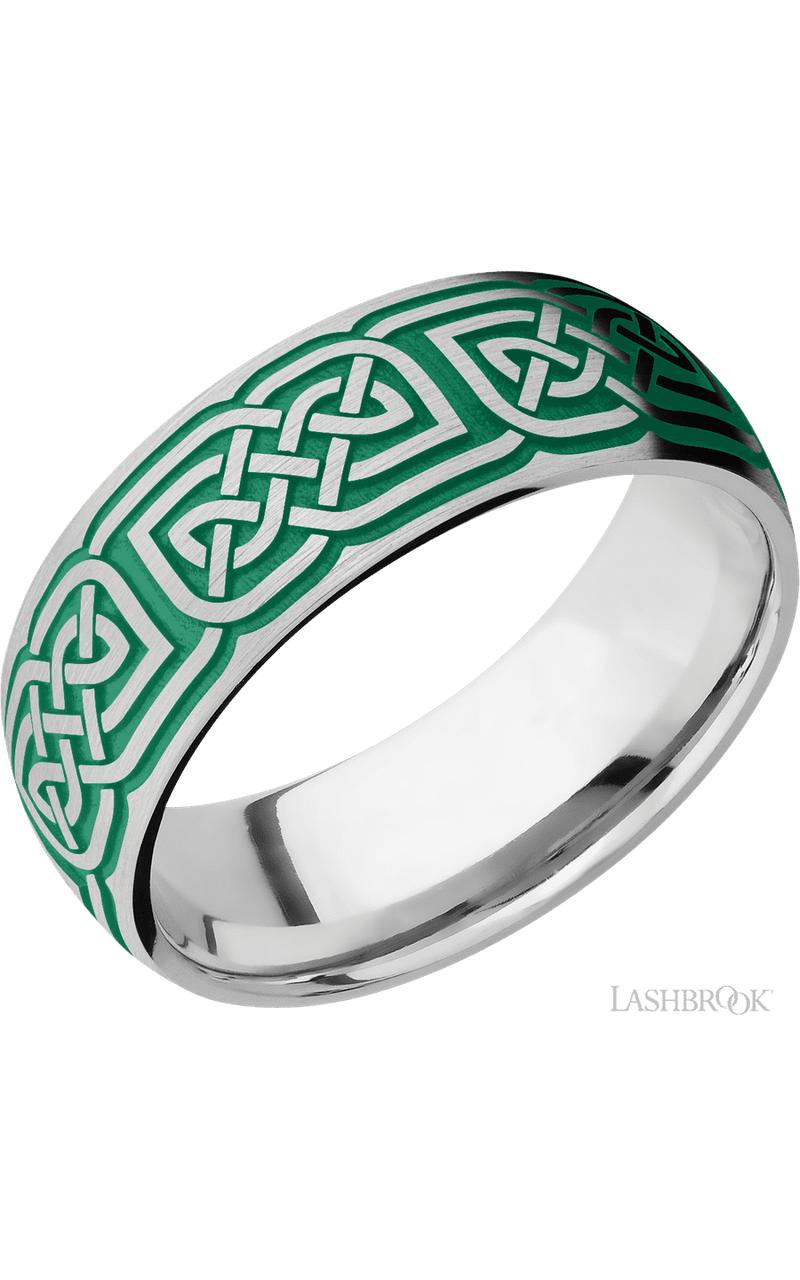 8 mm wide/Domed/Cobalt Chrome band with a laser carved Celtic 17 pattern. - NAGI