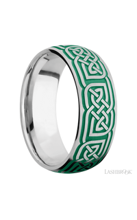 8 mm wide/Domed/Cobalt Chrome band with a laser carved Celtic 17 pattern. - NAGI
