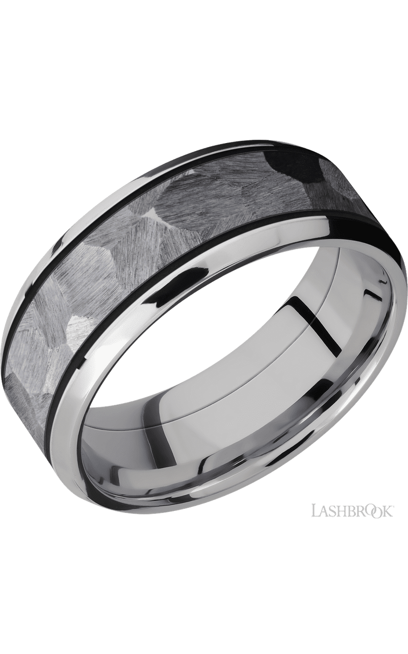 8 mm wide/Beveled/Cobalt Chrome band with one 5 mm Centered inlay of Tantalum. - NAGI