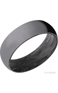7 mm wide Domed Tantalum band featuring a Forged Carbon Fiber sleeve. - NAGI