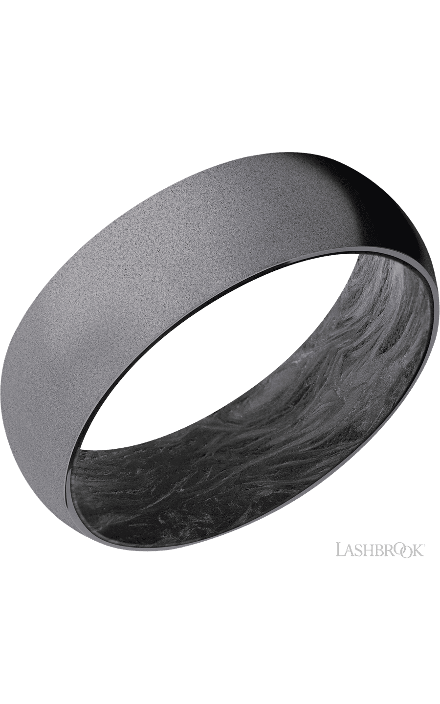 7 mm wide Domed Tantalum band featuring a Forged Carbon Fiber sleeve. - NAGI