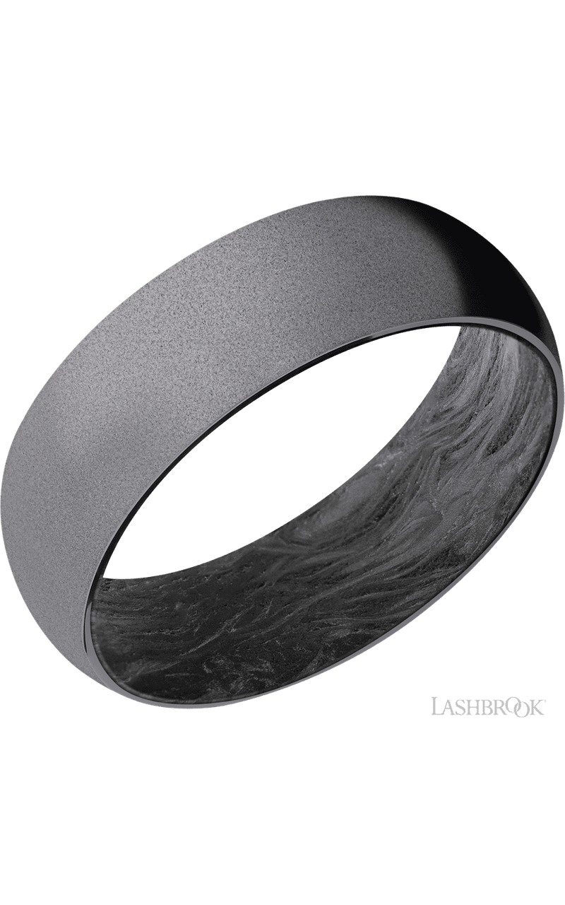 7 mm wide Domed Tantalum band featuring a Forged Carbon Fiber sleeve. - NAGI