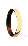4 mm wide Domed 14K Yellow Gold band featuring a Cocobolo sleeve.