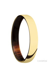 4 mm wide Domed 14K Yellow Gold band featuring a Cocobolo sleeve.