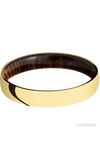 4 mm wide Domed 14K Yellow Gold band featuring a Cocobolo sleeve.