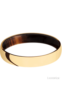 4 mm wide Domed 14K Yellow Gold band featuring a Cocobolo sleeve. - NAGI
