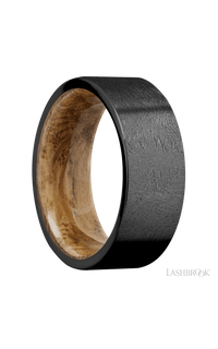8 mm wide Flat Zirconium band featuring a Whiskey Barrel sleeve. - NAGI