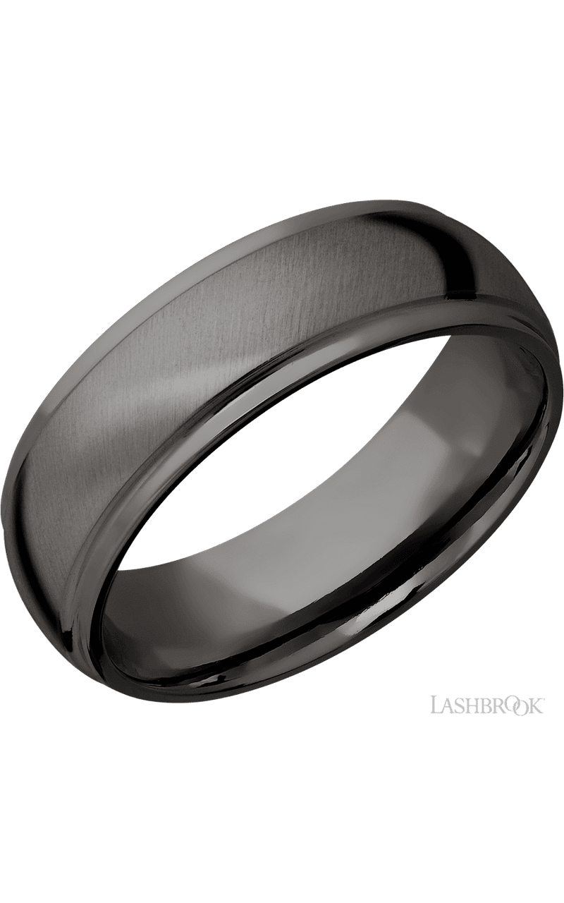 7 mm wide Domed Stepped Down Edges Tantalum Noir band. - NAGI