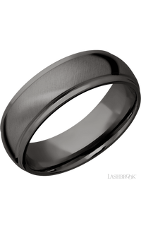 7 mm wide Domed Stepped Down Edges Tantalum Noir band. - NAGI