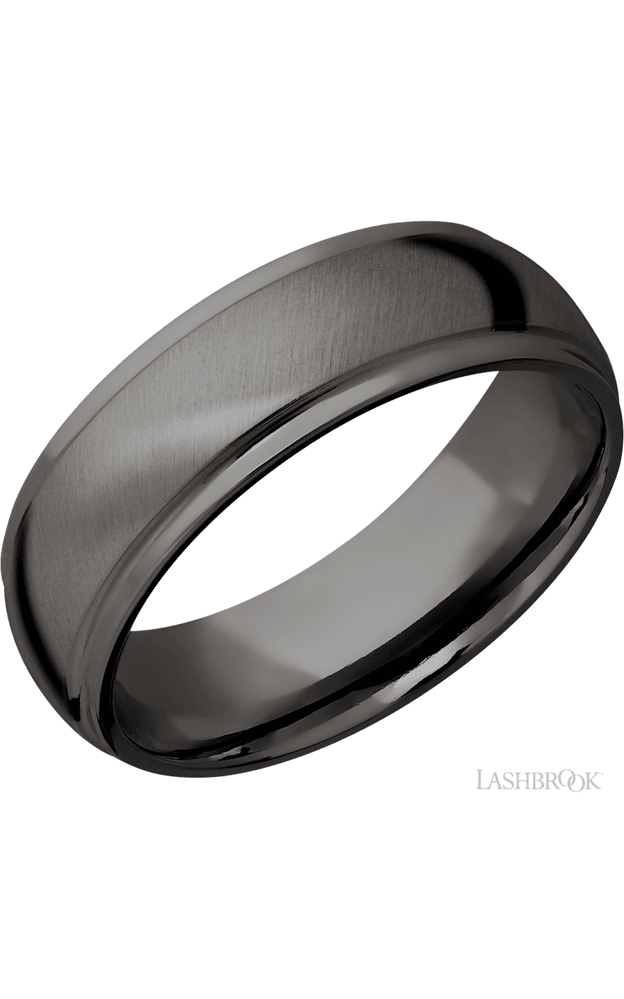 7 mm wide Domed Stepped Down Edges Tantalum Noir band. - NAGI