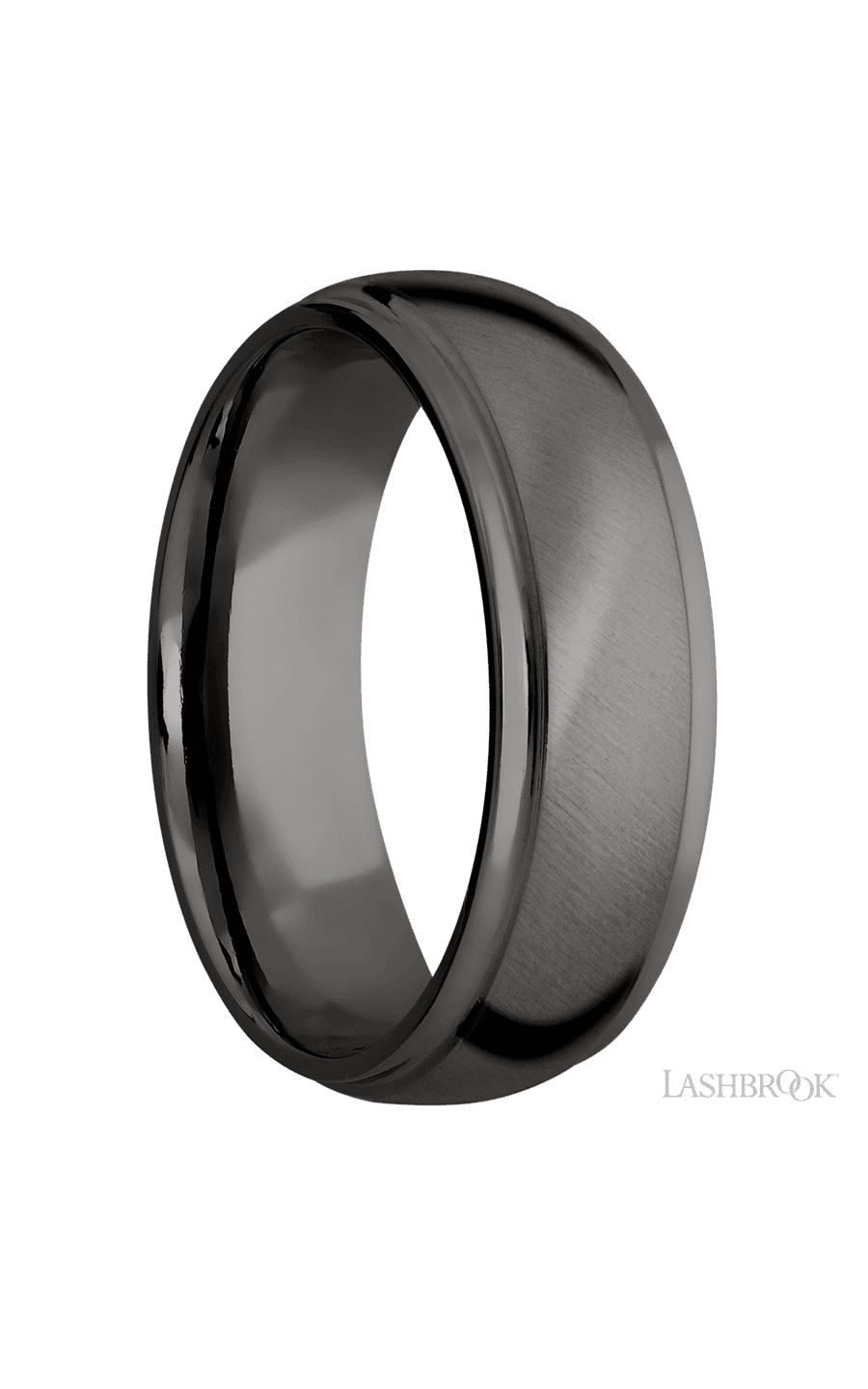 7 mm wide Domed Stepped Down Edges Tantalum Noir band. - NAGI