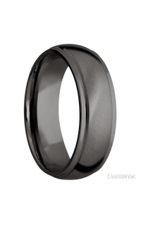 7 mm wide Domed Stepped Down Edges Tantalum Noir band. - NAGI