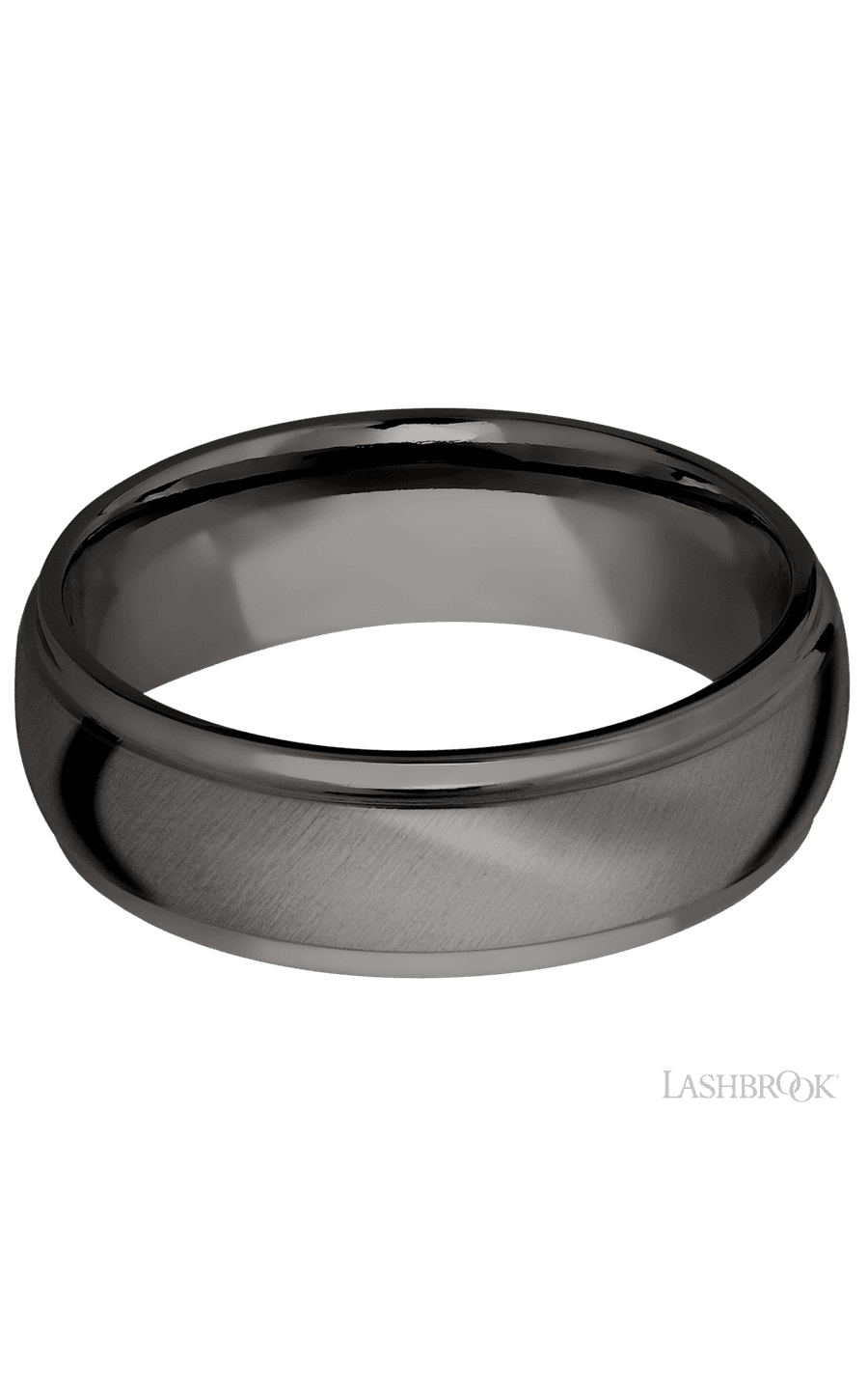 7 mm wide Domed Stepped Down Edges Tantalum Noir band. - NAGI