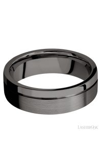 7 mm wide Flat with Off Center Accent Groove Tantalum Noir band. - NAGI