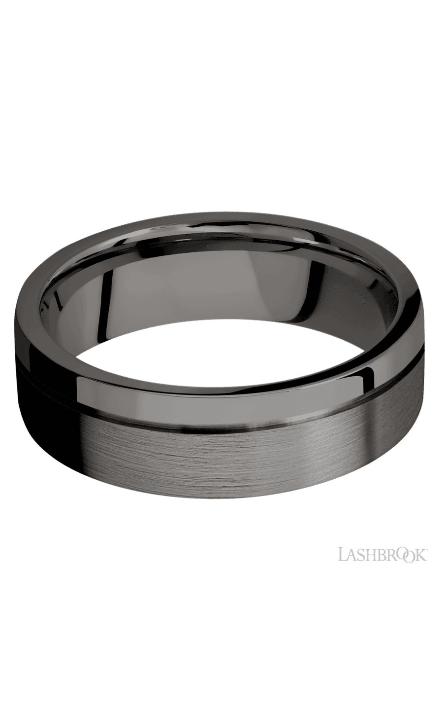 7 mm wide Flat with Off Center Accent Groove Tantalum Noir band. - NAGI