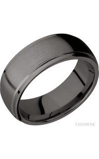 8 mm wide Domed Stepped Down Edges Tantalum Noir band. - NAGI