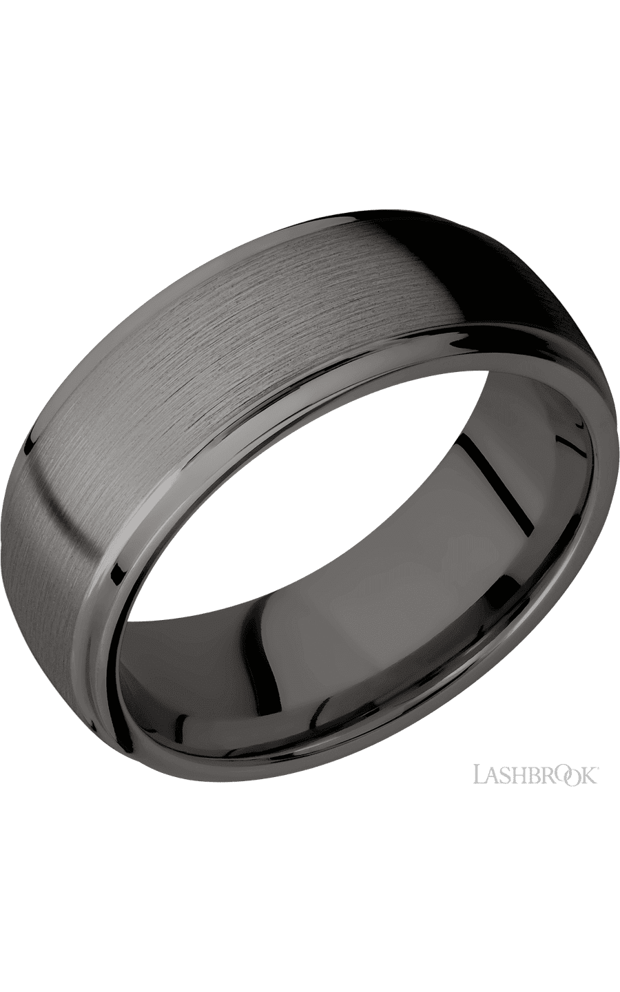 8 mm wide Domed Stepped Down Edges Tantalum Noir band. - NAGI