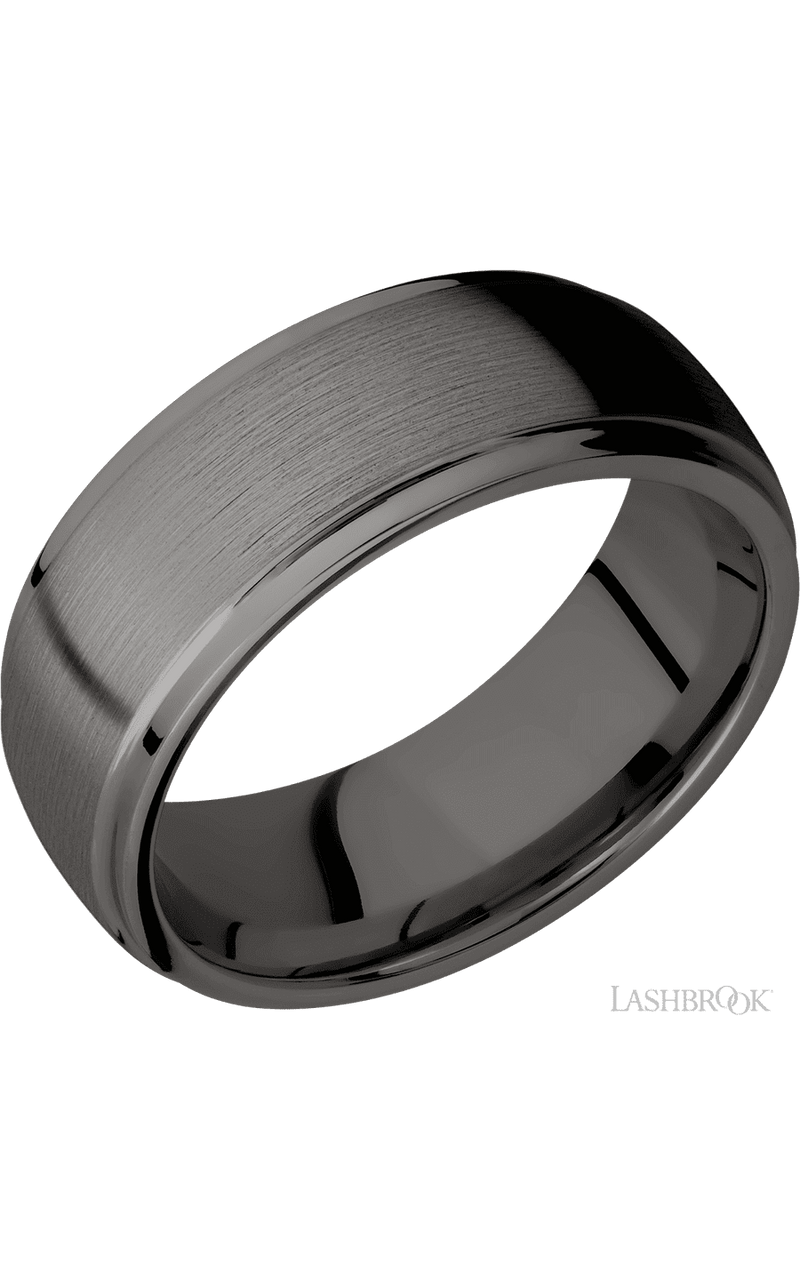 8 mm wide Domed Stepped Down Edges Tantalum Noir band. - NAGI