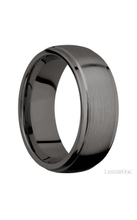 8 mm wide Domed Stepped Down Edges Tantalum Noir band. - NAGI